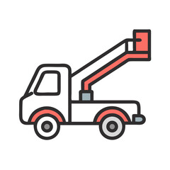 Cherry picker, mobile elevating work platform, boom lift, construction vehicle illustration