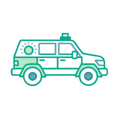 Off-Road Vehicle Icon with Sunshine Design and Teal Outlines