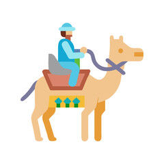 Camel and Rider Icon: Flat Vector Illustration for Desert Travel