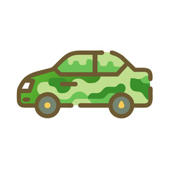 Cartoon Car with Camouflage Pattern: Transportation, Design, and Military Theme