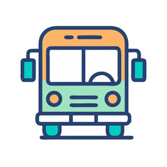 Cute School Bus Vector Illustration in Bold Colors on Black Background