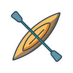 Isolated Kayak and Paddle Illustration on Black Background for Water Sport Activities