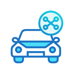 Autonomous Car Icon: Self-Driving Vehicle with Network Connectivity Concept