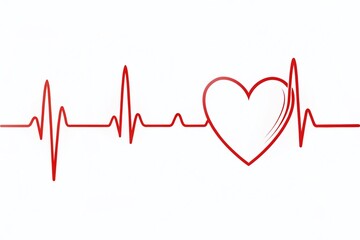 Simple Red ECG Heartbeat Line Drawing - Medical Health Concept Stock Photo