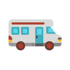 Modern Flat Vector Illustration of a Camper Van for Travel and Holiday