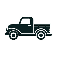 Vintage Pickup Truck Illustration: Classic American Vehicle on Black Background
