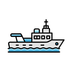 Modern Yacht Icon with Water Waves, Travel and Transportation Design