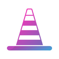 Gradient Traffic Cone Icon on Black Background, Road Safety Symbol