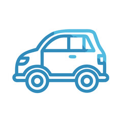 Stylized Blue Car Icon on Black Background - Transportation and Automotive