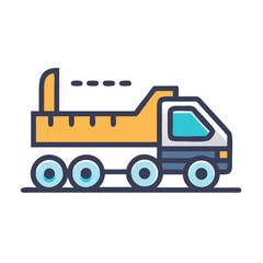 Dump Truck Vector Illustration with Six Wheels on Black Background