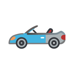 Modern Car Illustration: Convertible Vehicle in Blue and Gray on Black Background