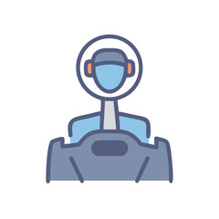 Go-Kart Racing Driver Illustration, Go-Kart Racer in Helmet and Seat