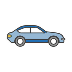 Fototapeta premium Blue Car Illustration, Modern Vehicle Icon, Automotive Design on Black Background