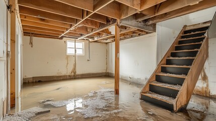 A stunning image of flooded basement due to snowmelt or a pipe burst highlights the challenges of water damage restoration.