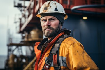 Portrait of a male worker on oil platform