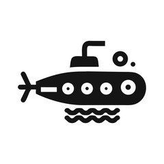 Simple Submarine Icon: Underwater Vessel, Naval Fleet and Exploration