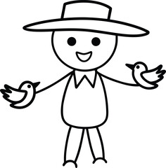 cartoon illustration of a man with a hot dog