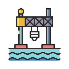Offshore Platform Illustration: Sea Structure for Energy and Industry Usage