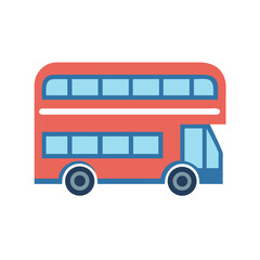 London Double Decker Bus Icon, Travel and Tourism Symbol, Retro Style