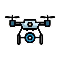 Simple Icon Illustration of a Quadcopter Drone on a Black Background