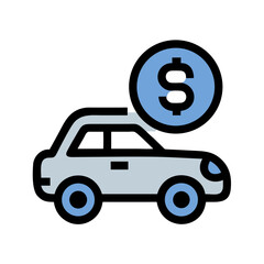 Car Loan or Purchase Concept with Dollar Sign Icon on Black Background