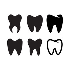 Set of Tooth Icon. Symbol isolated white background.