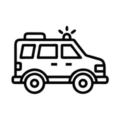 Ambulance Line Icon - Emergency Vehicle, Medical Response, and Healthcare