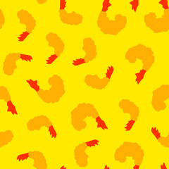Fried Shrimp Seamless pattern Background. Tempura Shrim Pattern background. Seafood Pattern Design. Crunchy Tempura Pattern.