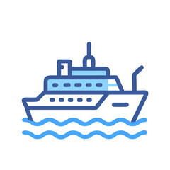 Obraz premium Blue Line Art Yacht Illustration on Ocean Waves with Black Background