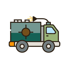 Cartoon Chemical Tanker Truck Vector Illustration Isolated on Black Background