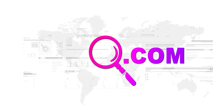 2d illustration word dot com with lens
