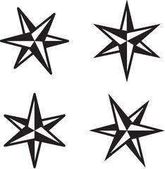 set of stars - black and white stars 