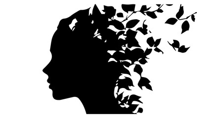 silhouette of a woman with flowers - silhouette of a woman