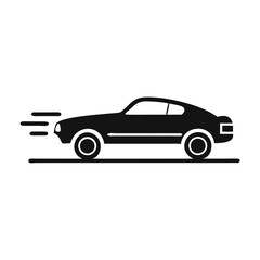 Sleek Black Car Silhouette Vector Icon for Automotive Design