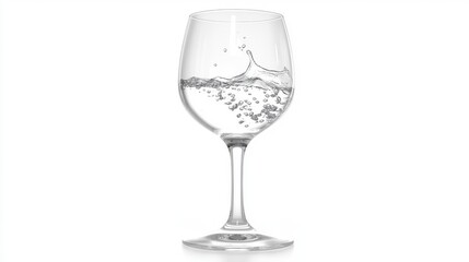 Obraz premium Water Splashing in Clear Wine Glass on White Background