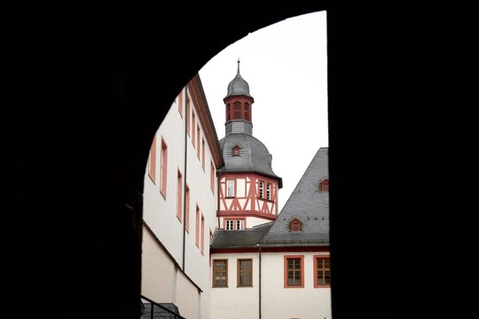 castle tower with extension and archway