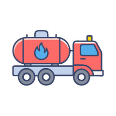 Gasoline Tank Truck Icon: Fuel Delivery and Transportation Service