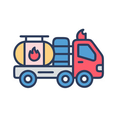 Cartoon Oil Tanker Truck Vector Illustration with Bold Outlines