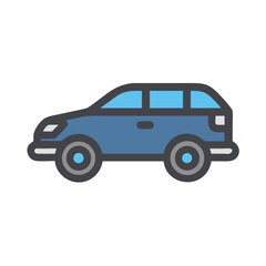Blue SUV Icon Vector Illustration on Black Background for Car Designs