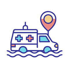 Ambulance Location Icon: Emergency Services, Medical Care, Navigation Symbol