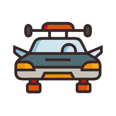 Futuristic Flying Car Vector Icon Design Illustration isolated on black background