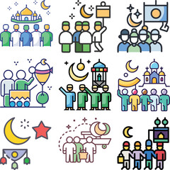 Fototapeta premium Festival Procession Icon for Eid Celebration vector illustration