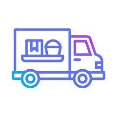 Modern Delivery Truck Icon with Gradient Colors on Black Background