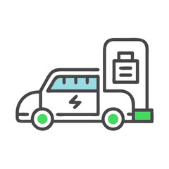 Electric car charging station icon for sustainability and eco-friendly transport.