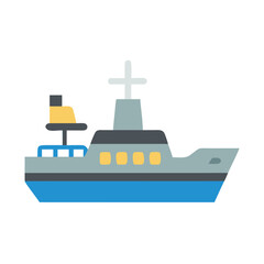 Vector Graphic of a Modern Cruise Ship with Simple Detailing