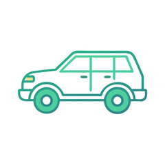 Modern Illustration of an SUV Car in Teal and Black Colors
