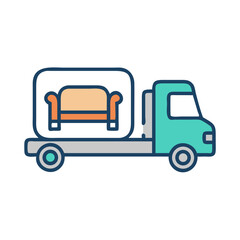 Furniture Delivery Truck Icon: Moving Company, Relocation Services, Moving Truck