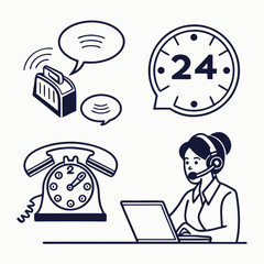 Customer Support Help Center Hotline Call Center 24 Hours Service Vector