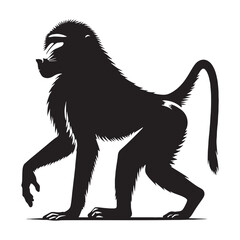 Minimalist baboon silhouette vector designed for scalable logos, icons, and professional branding – baboon silhouette – baboon vector – baboon illustration – silhouette of baboon – baboon icon

