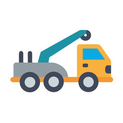 Illustration of a Colorful and Modern Tow Truck Isolated on Black Background